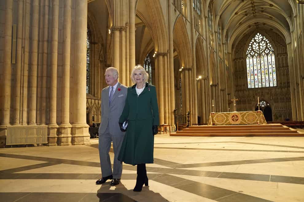 The King and Queen Consort during a visit to York Minster (Danny Lawson/PA)