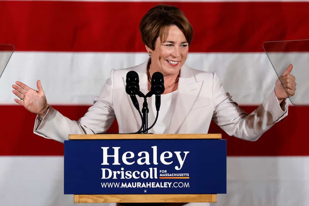 Massachusetts governor-elect Maura Healey speaks during a Democratic election night party in Boston (Michael Dwyer/AP)
