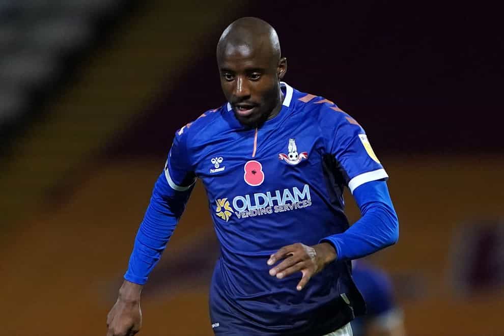Dylan Bahamboula (in Oldham kit) glad of move to Livingston (Zac Goodwin/PA)