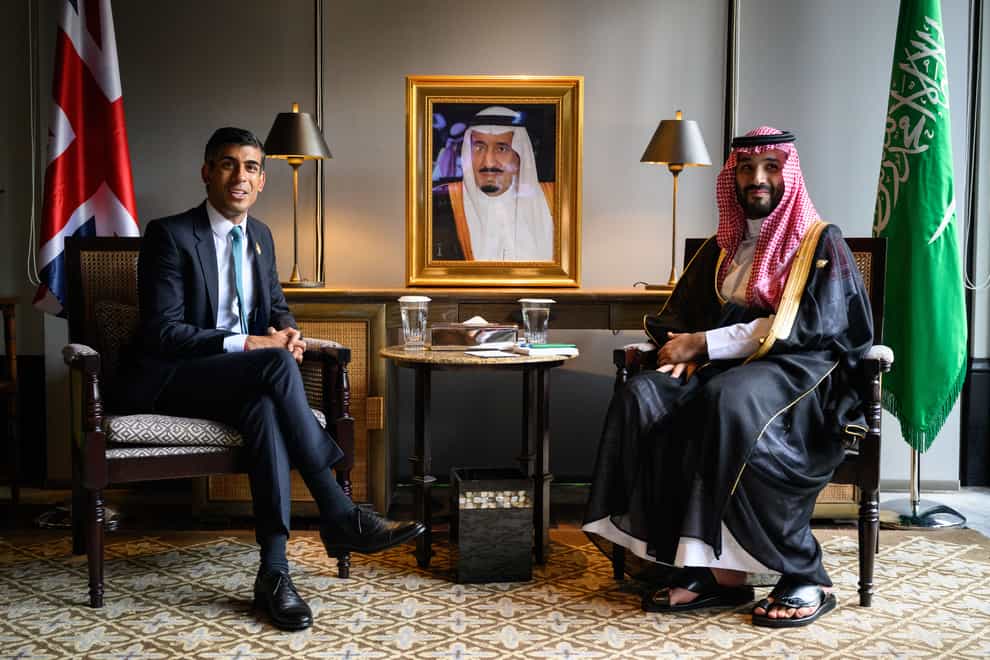 Prime Minister Rishi Sunak (left) and Crown Prince Mohammed bin Salman of Saudi Arabia (Leon Neal/PA)