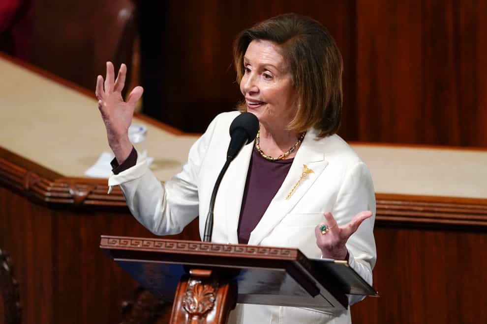 House Speaker Nancy Pelosi speaks on the House floor at the Capitol in Washington (Carolyn Kaster/AP)