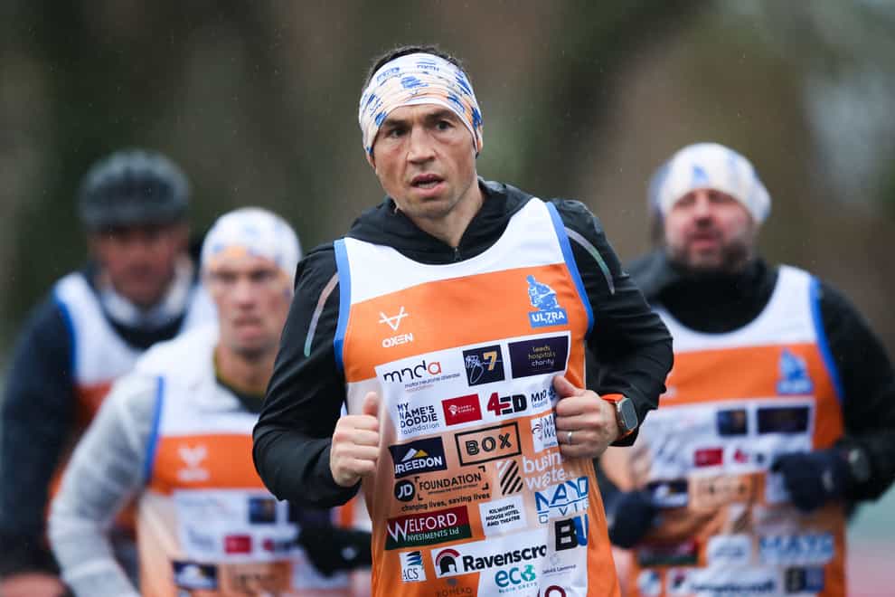 Kevin Sinfield ran from Stokesley to York in horrendous conditions (Isaac Parkin/PA)