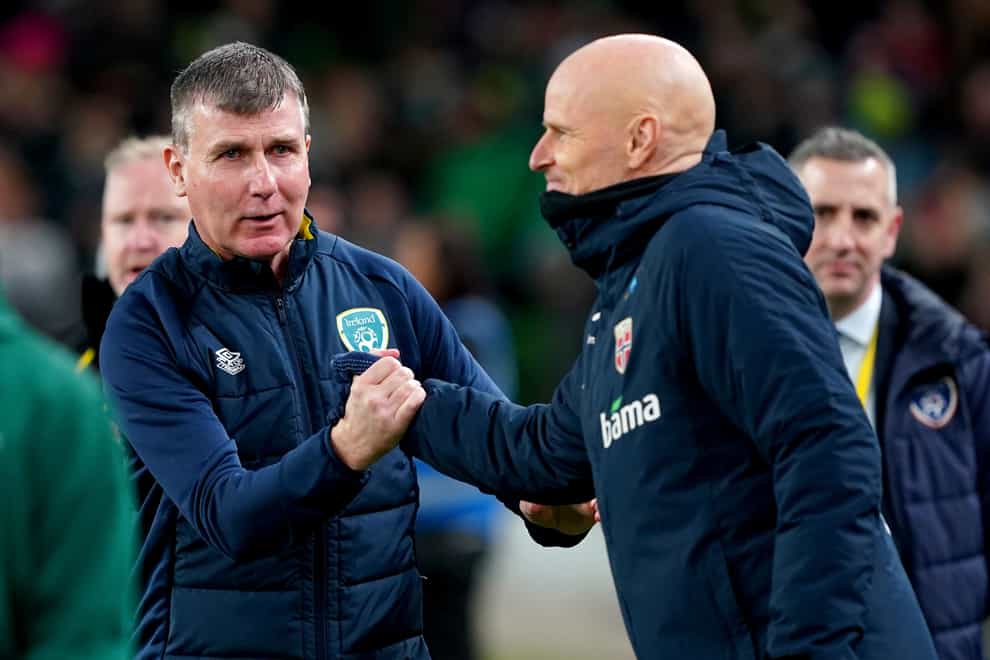 Republic of Ireland manager Stephen Kenny (left) was disappointed with his team’s defending at set-pieces against Stale Solbakken’s Norway (Brian Lawless/PA)