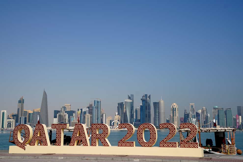 A Qatar 2022 sign (Adam Davy/PA)
