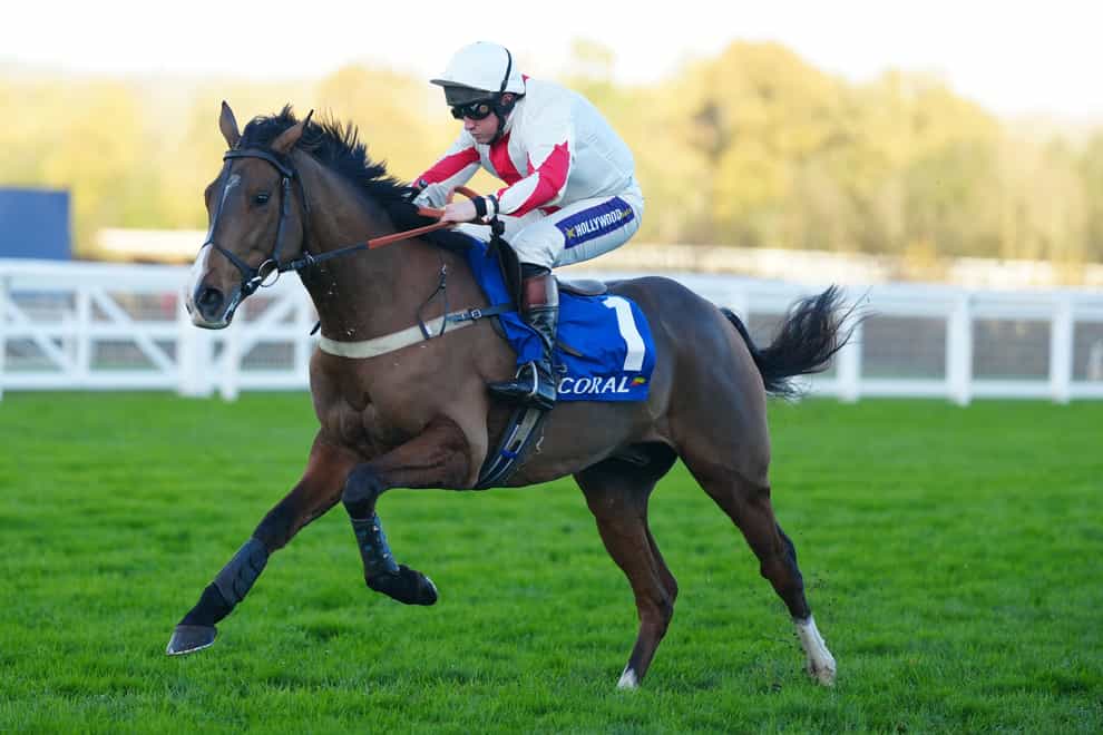 Goshen ridden by Jamie Moore goes on to win The Coral Hurdle on November Racing Weekend Saturday at Ascot Racecourse. Picture date: Saturday November 19, 2022.