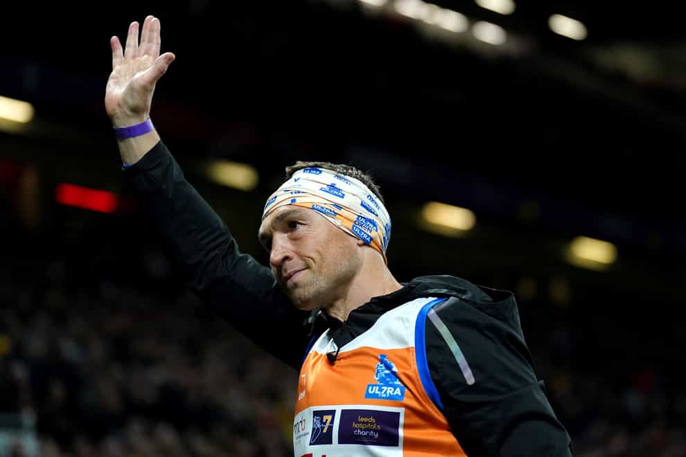 Kevin Sinfield applauds the crowd (Tim Goode/PA)