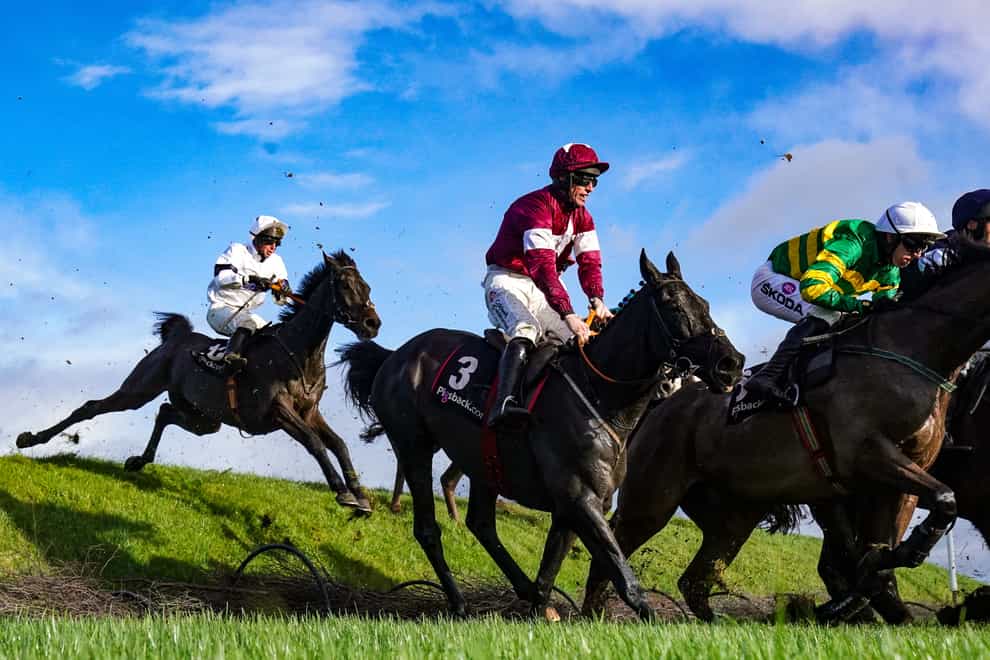 Delta Work Ridden by Jack Kennedy (3) on his way to win in the Pigsback.com Risk of Thunder Chase during day 2 of the Winter Festival at Punchestown Racecourse, Naas. Picture date: Sunday November 20, 2022.