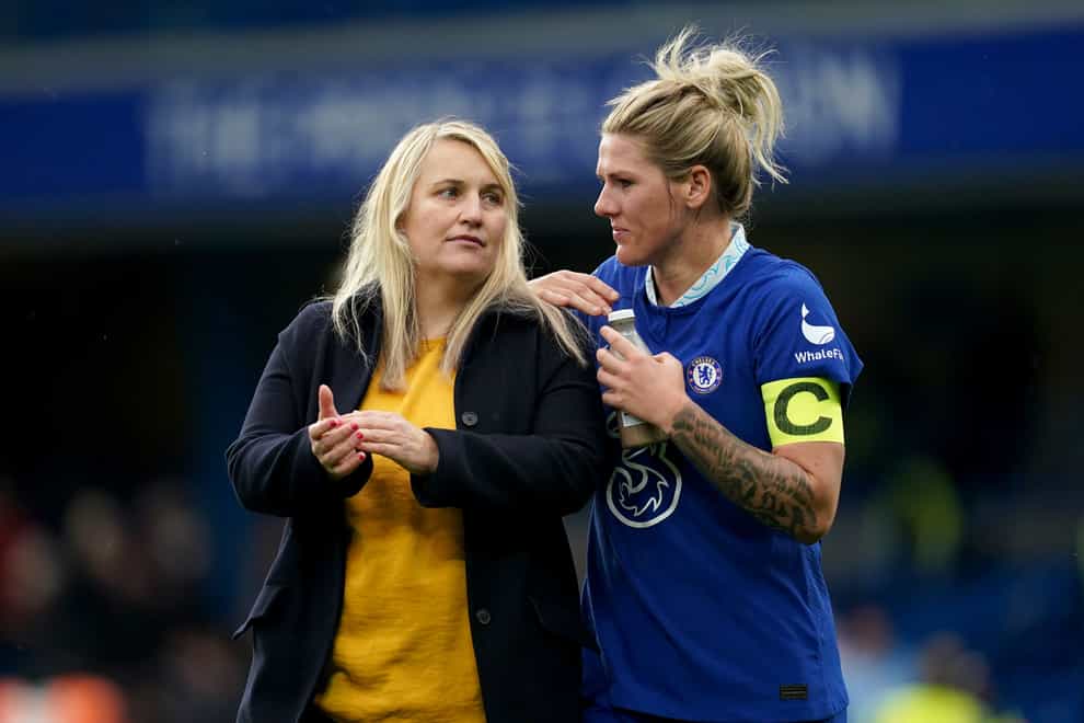 Emma Hayes returned to the dugout as Chelsea returned to the top of the Women’s Super League table following a 3-0 win over Tottenham (John Walton/PA)