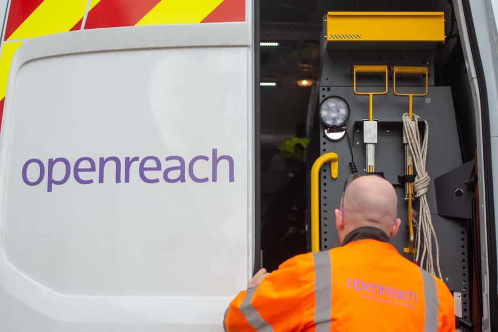 BT’s digital network division, Openreach, is postponing its investment in the rollout of ultrafast fibre broadband in new locations, in an effort to clear the backlog of partially-completed work (Joe Giddens/PA)