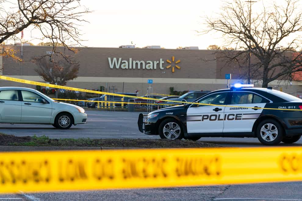 The scene of the shooting at a Walmart in Chesapeake, Virginia (AP)