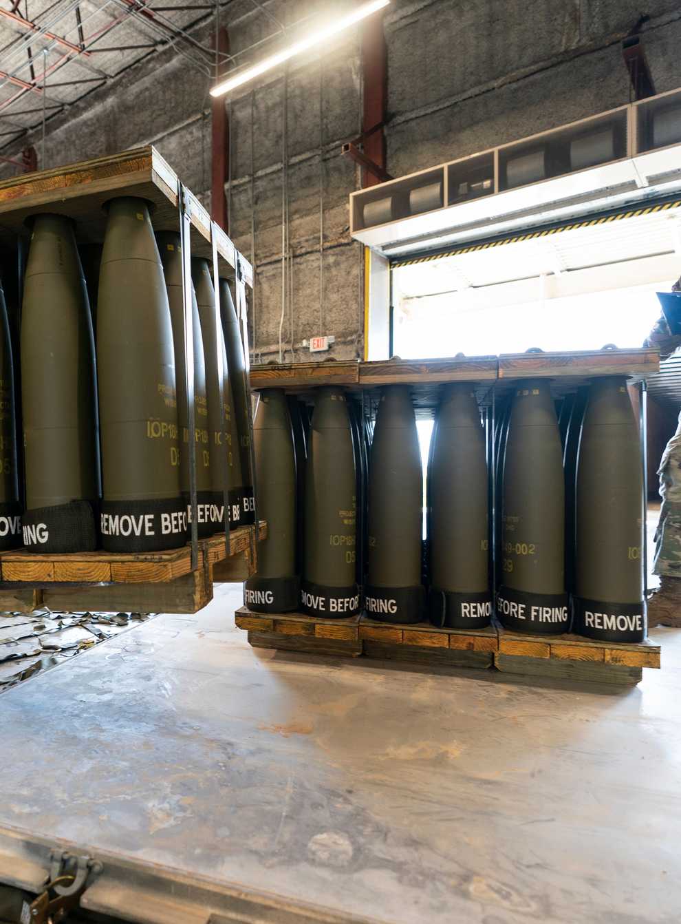 Pallets of artillery shells are loaded on to a US Air Force cargo plane ready to be shipped to Ukraine (AP Photo/Alex Brandon, File)
