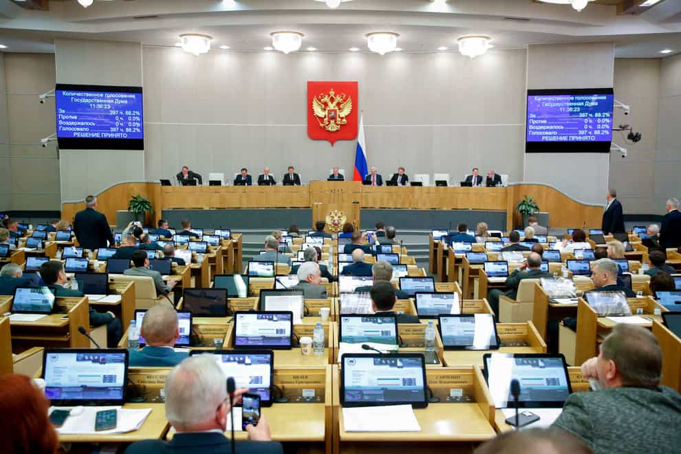 Russian legislators in the Duma (The State Duma, The Federal Assembly of The Russian Federation via AP)
