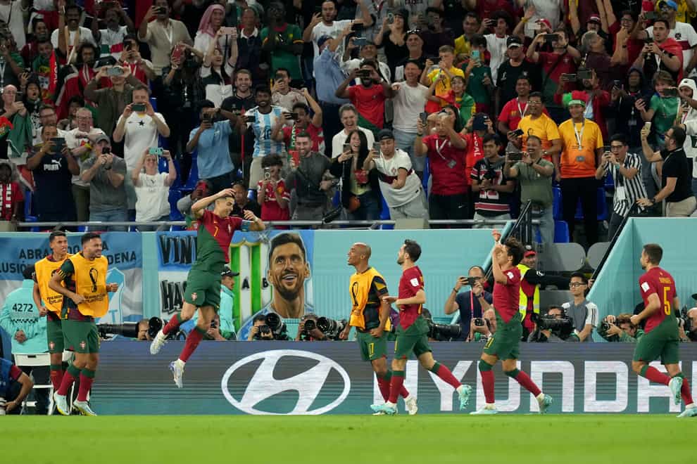 Cristiano Ronaldo celebrates putting Portugal ahead against Ghana (Adam Davy/PA)