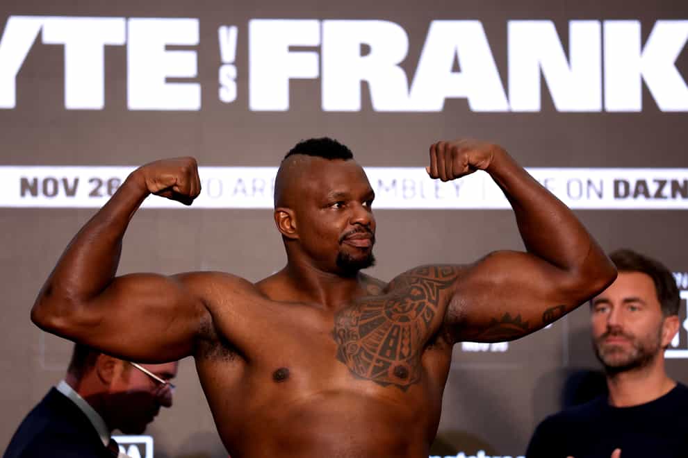 Dillian Whyte will be giving away almost half a stone to his American rival (Steven Paston/PA)