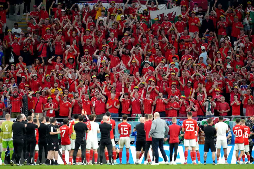Wales’ players applaud their supporters (Nick Potts/PA)