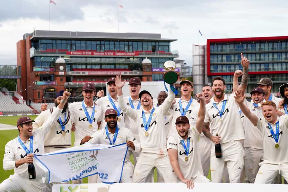 Surrey will return to Old Trafford to begin their County Championship title defence (Martin Rickett/PA)