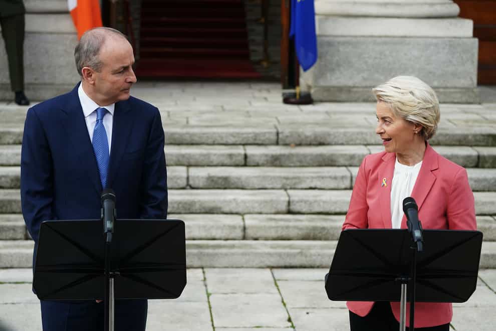 Taoiseach Micheal Martin and European Commission president Ursula von der Leyen (Brian Lawless/PA)