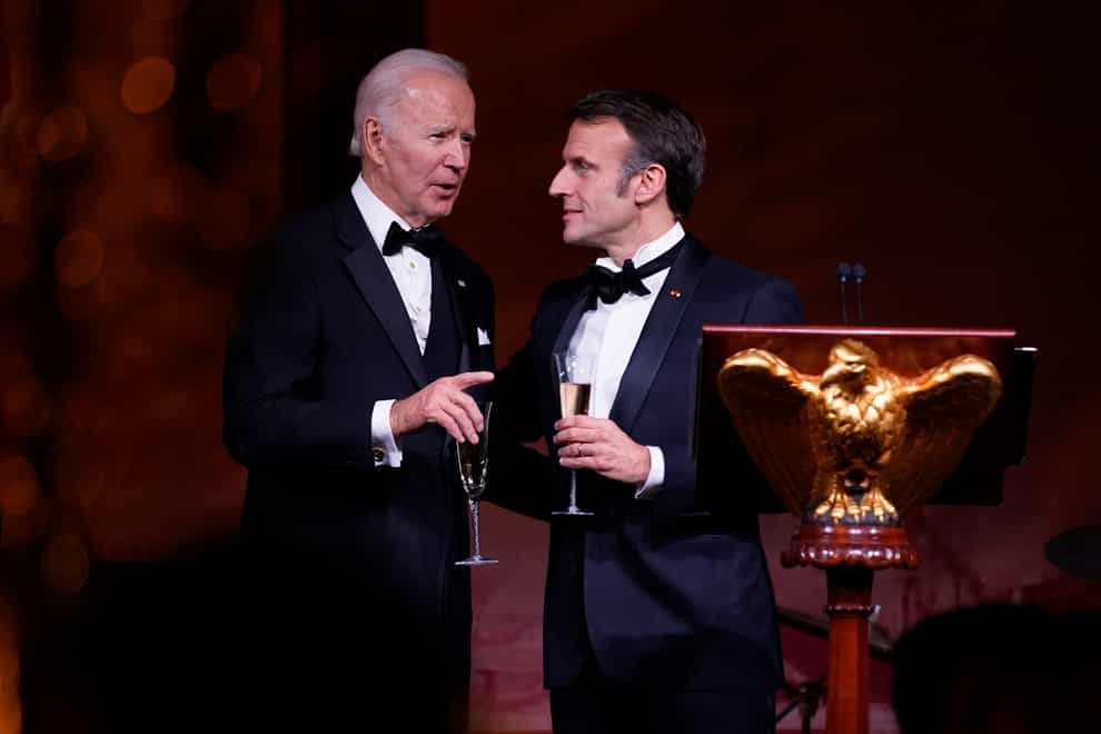 President Joe Biden and French President Emmanuel Macron in Washington (AP)