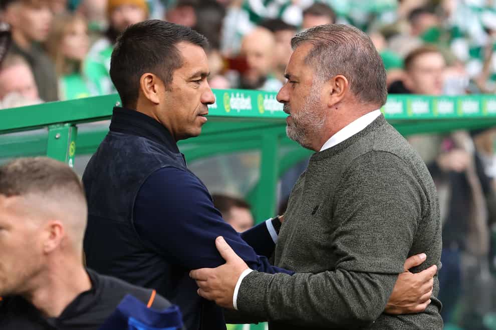 Ange Postecoglou (right) backed former adversary Giovanni Van Bronckhorst to be a success wherever he ends up next (Steve Welsh/PA)