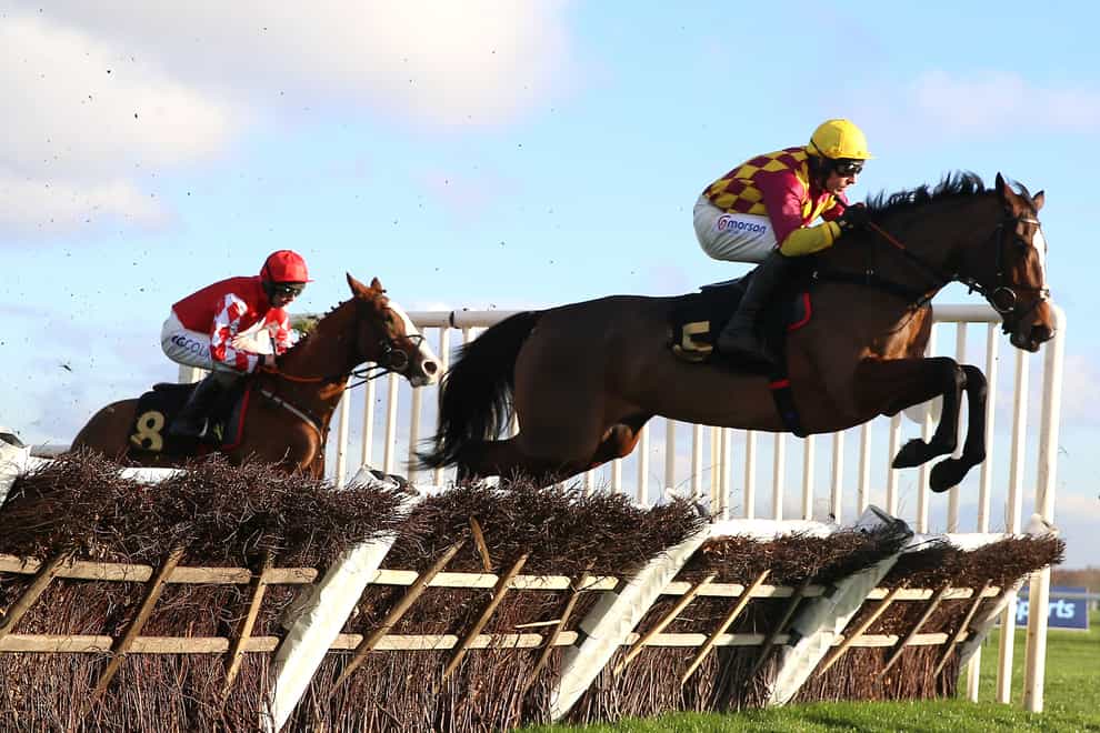 Dixon Cove and Harry Skelton in full flight at Aintree (Nigel French/PA)