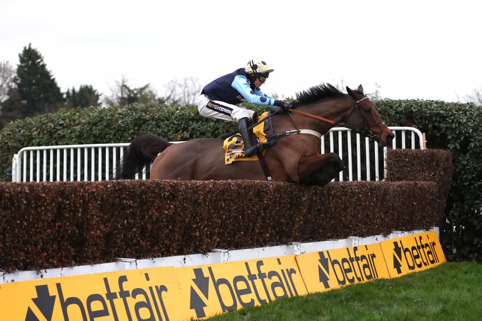 Edwardstone ridden by jockey Tom Cannon on their way to winning the Betfair Tingle Creek Chase during day two of The Betfair Tingle Creek Festival at Sandown Park Racecourse, Esher. Picture date: Saturday December 3, 2022.