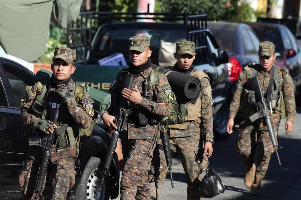 Soldiers arrive in Soyapango, El Salvador (Salvador Melendez/AP)