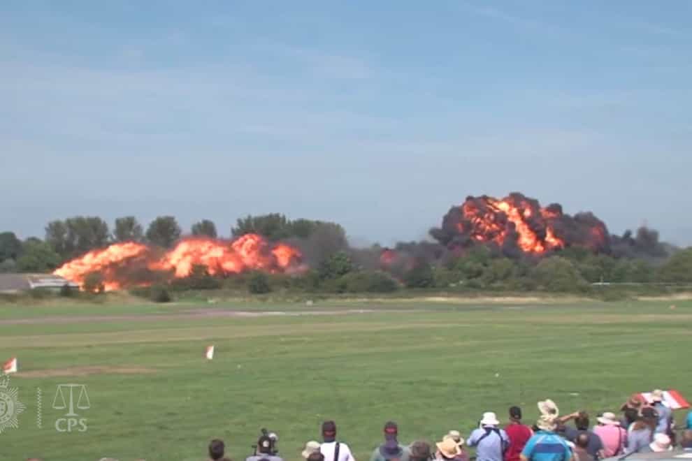The crash during the Shoreham Airshow on August 22 2015 (Sussex Police/Crown Prosecution Office/PA)