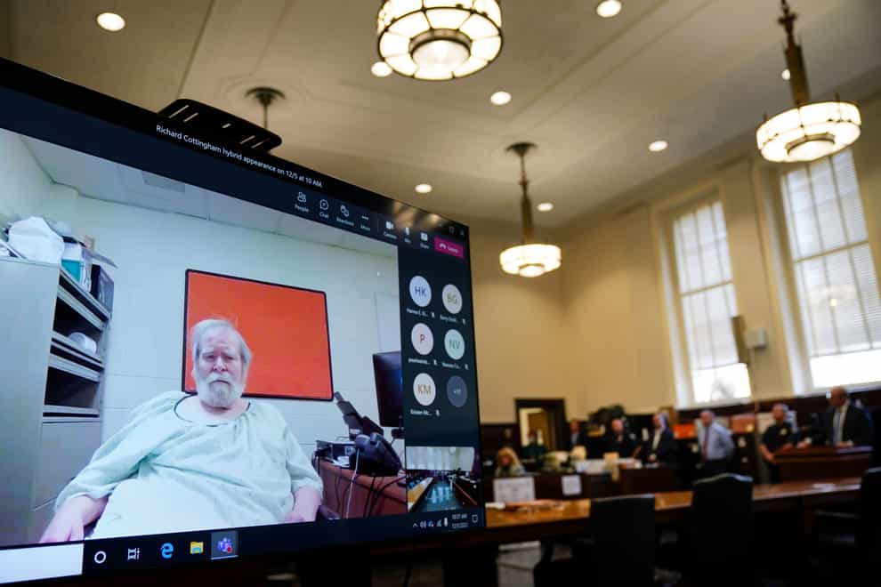 Richard Cottingham makes a remote appearance at a courtroom in Mineola, New York, Monday December 5 2022 (Seth Wenig/AP)