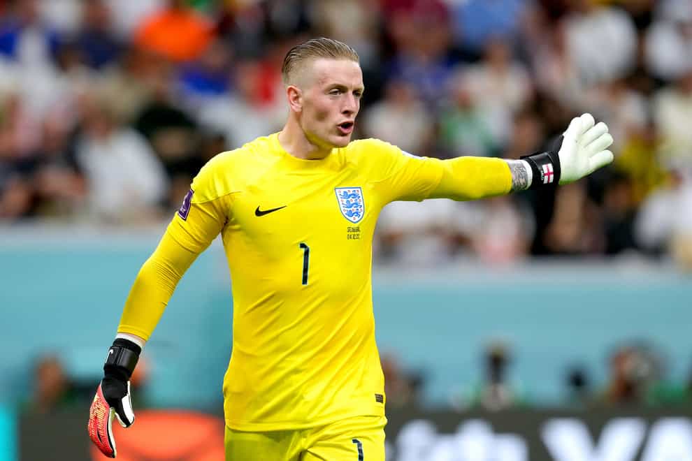 Jordan Pickford is poised to win his 50th cap for England on Saturday (Martin Rickett/PA).