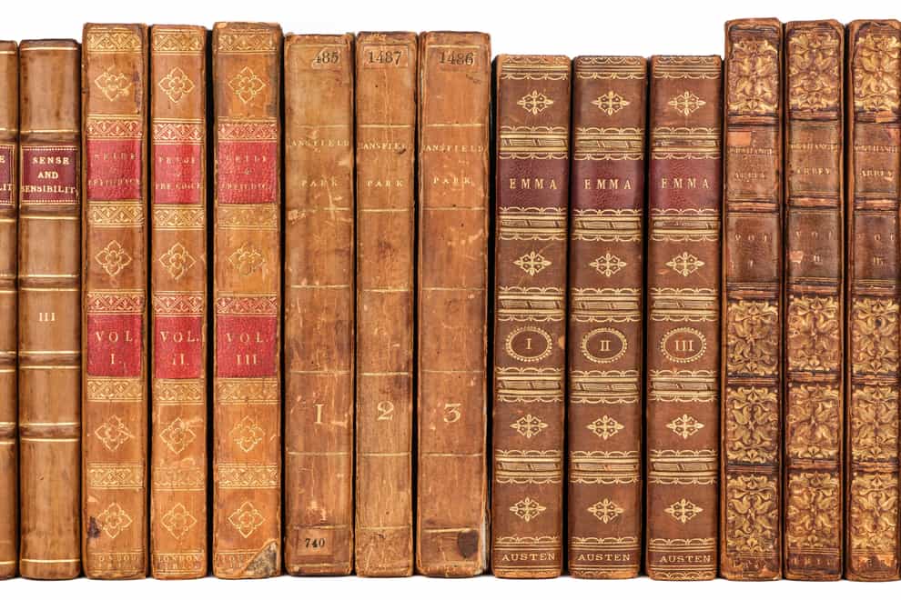 The series of first edition Jane Austen novels being sold later this month (Dominic Winter Auctions/PA)