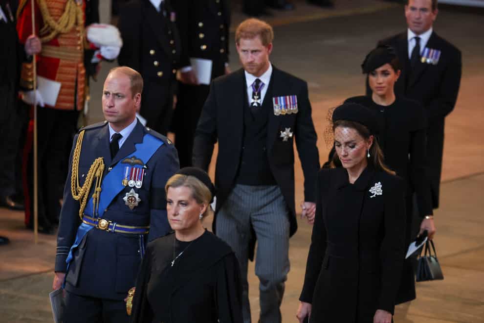 The royal family at the lying in state for the late Queen (Phil Noble/PA)