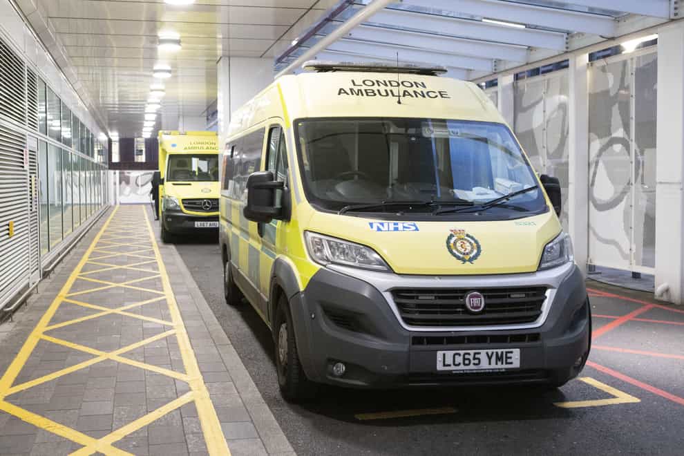 Ambulances outside the Accident and Emergency department at St Thomas’s hospital in central London (Belinda Jiao/PA)