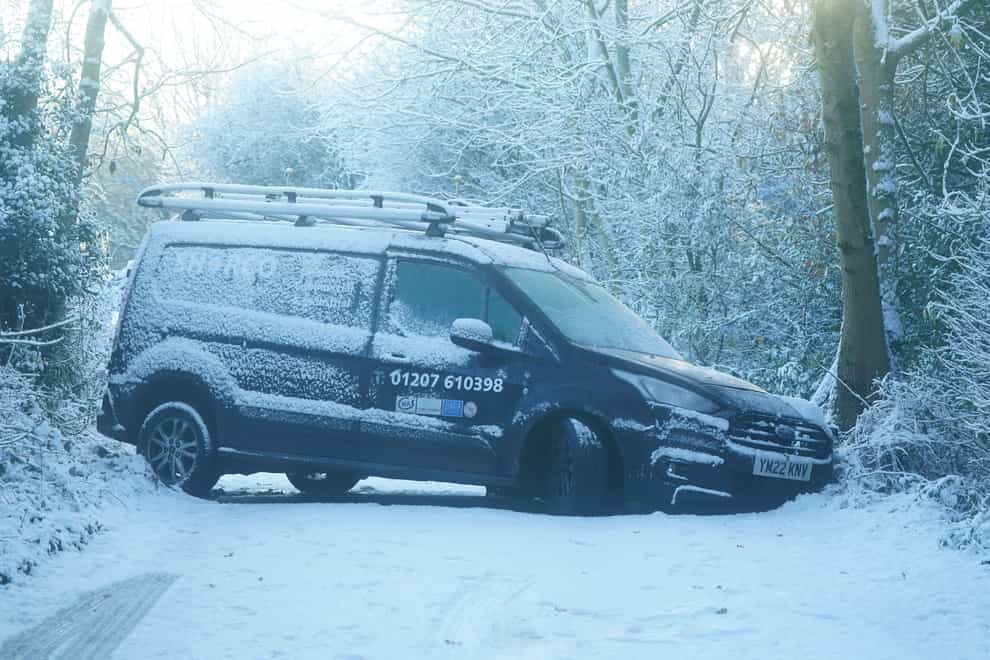 Vehicle breakdowns were up by around a quarter on Thursday as drivers and vehicles struggled in freezing temperatures (Owen Humphreys/PA)