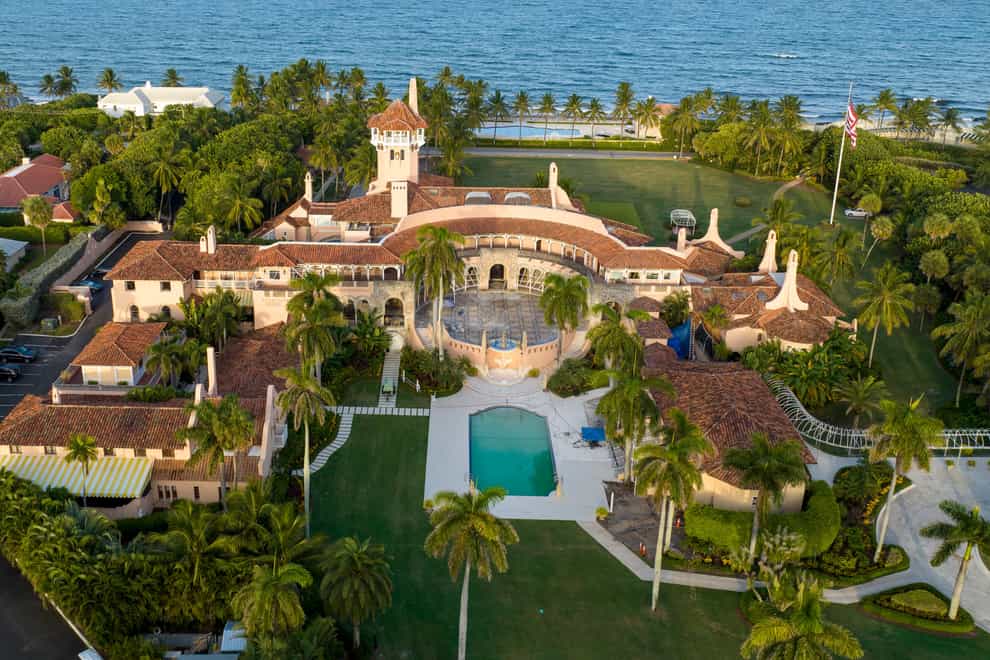 Former president Donald Trump’s Mar-a-Lago estate (Steve Helber/AP/PA)