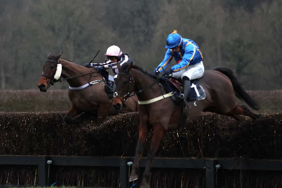 Ben Jones riding The Galloping Bear (right) on their way to winning the racehorselotto.com Surrey National Handicap Chase during day three of The Winter Million Festival at Lingfield Park Racecourse, Surrey (Steven Paston/PA)