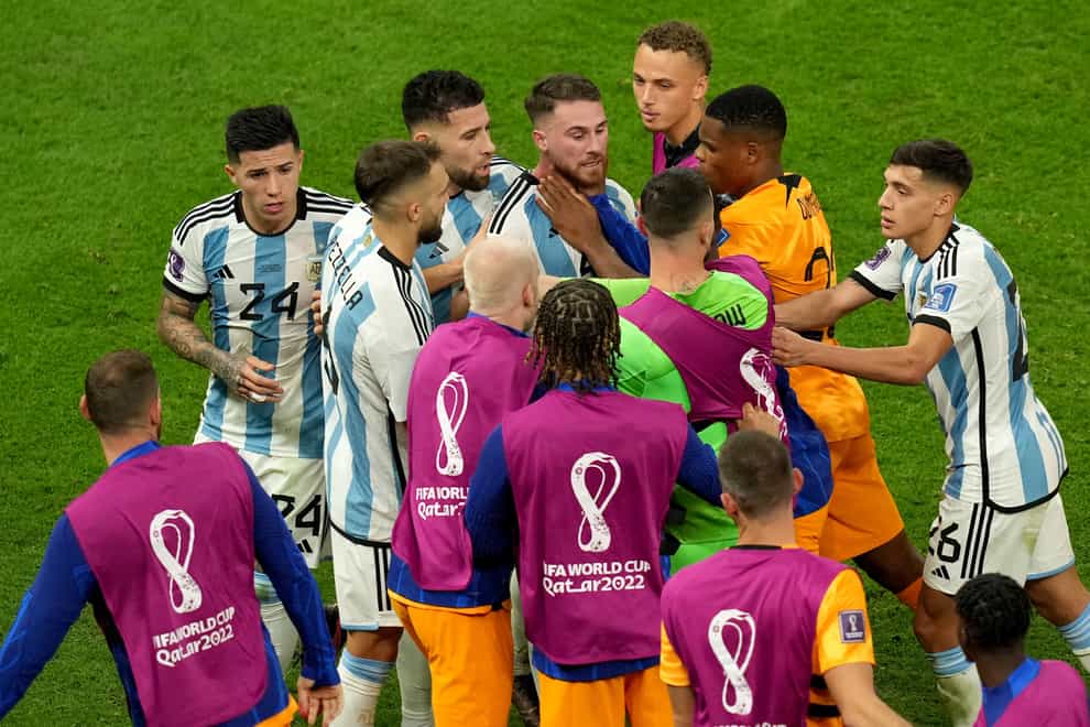 Tempers flared in Argentina’s World Cup quarter-final against the Netherlands (Peter Byrne/PA)