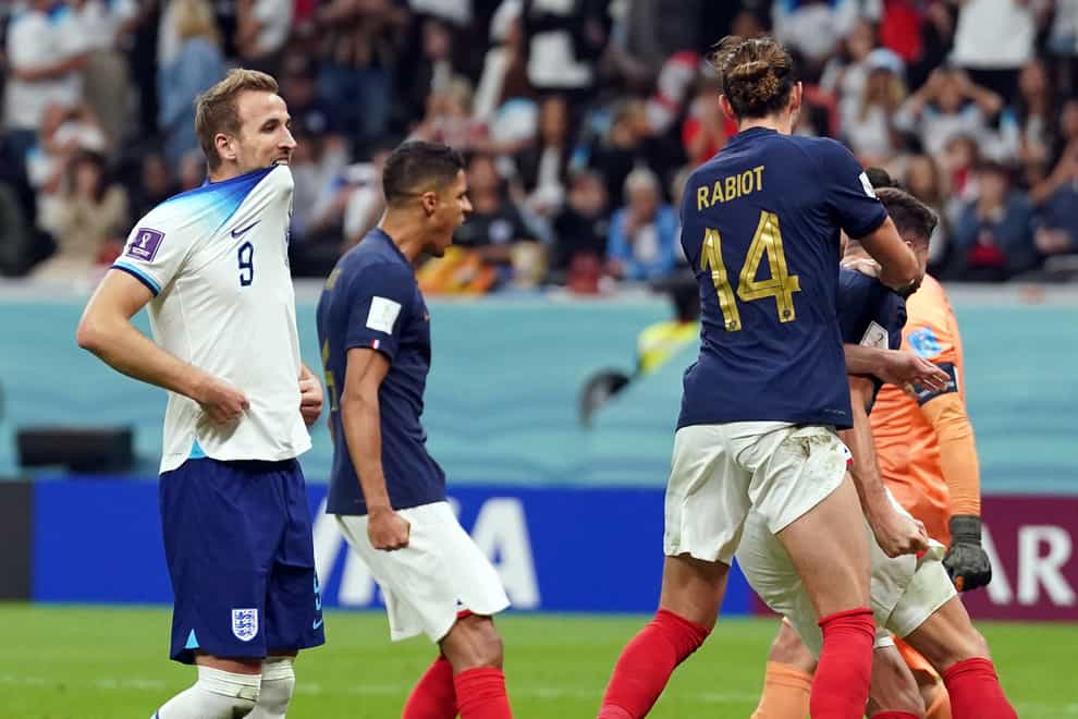 England’s Harry Kane after missing from the penalty spot during the FIFA World Cup Quarter-Final match at the Al Bayt Stadium in Al Khor, Qatar (Adam Davy/PA)