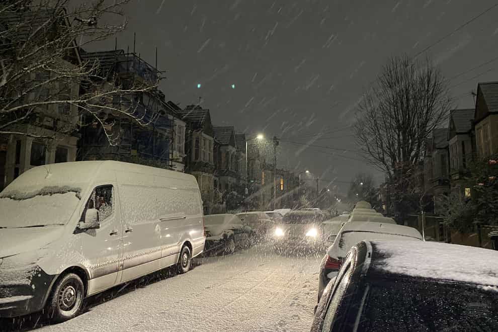 Travel disruption is expected to push into Monday’s morning rush-hour as yellow warnings of ice, fog and snow are in place for much of the UK (Dominic McGrath/PA)