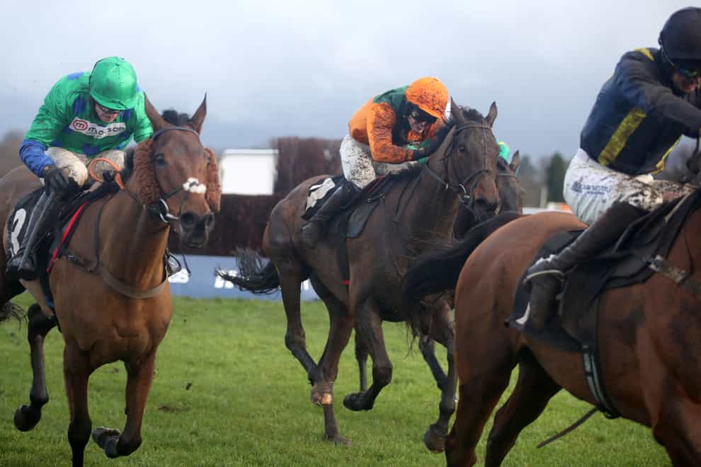 Fortescue (centre) and Hugh Nugent have enjoyed a couple of good spins over the Grand National fences at Aintree (Simon Marper/PA)