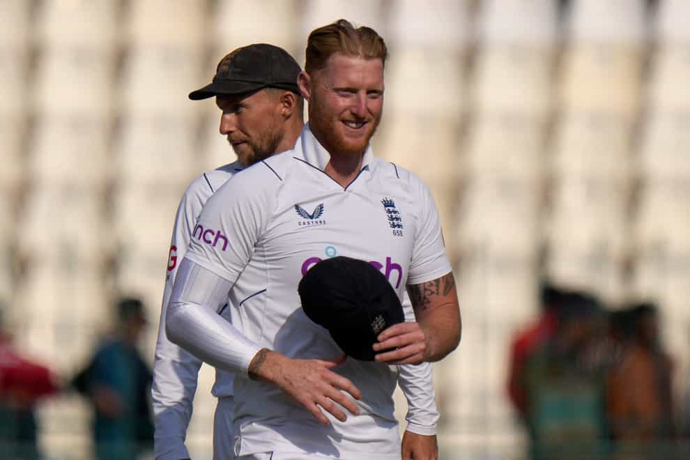 England have won eight out of nine Tests since Ben Stokes succeeded Joe Root, left, on a permanent basis (Anjum Naveed/AP)