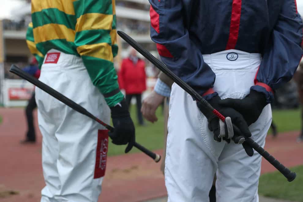 General view of jockeys’ whips at Cheltenham (David Davies/PA)