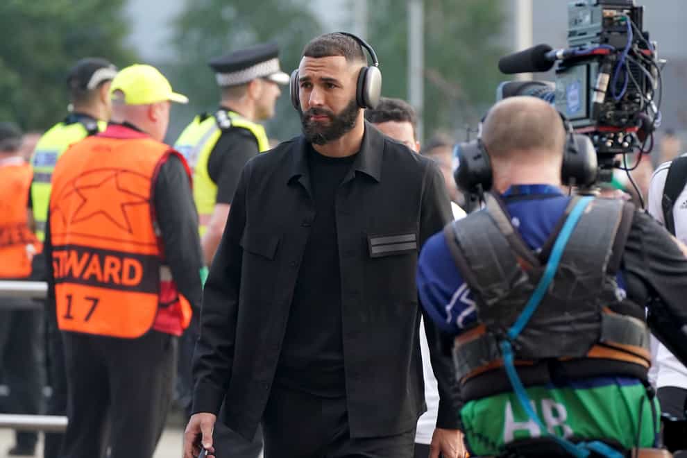 Real Madrid’s Karim Benzema arriving before the UEFA Champions League Group F match at Celtic Park, Glasgow. Picture date: Tuesday September 6, 2022. See PA story SOCCER Celtic. Photo credit should read: Andrew Milligan/PA Wire. RESTRICTIONS: Use subject to restrictions. Editorial use only, no commercial use without prior consent from rights holder.