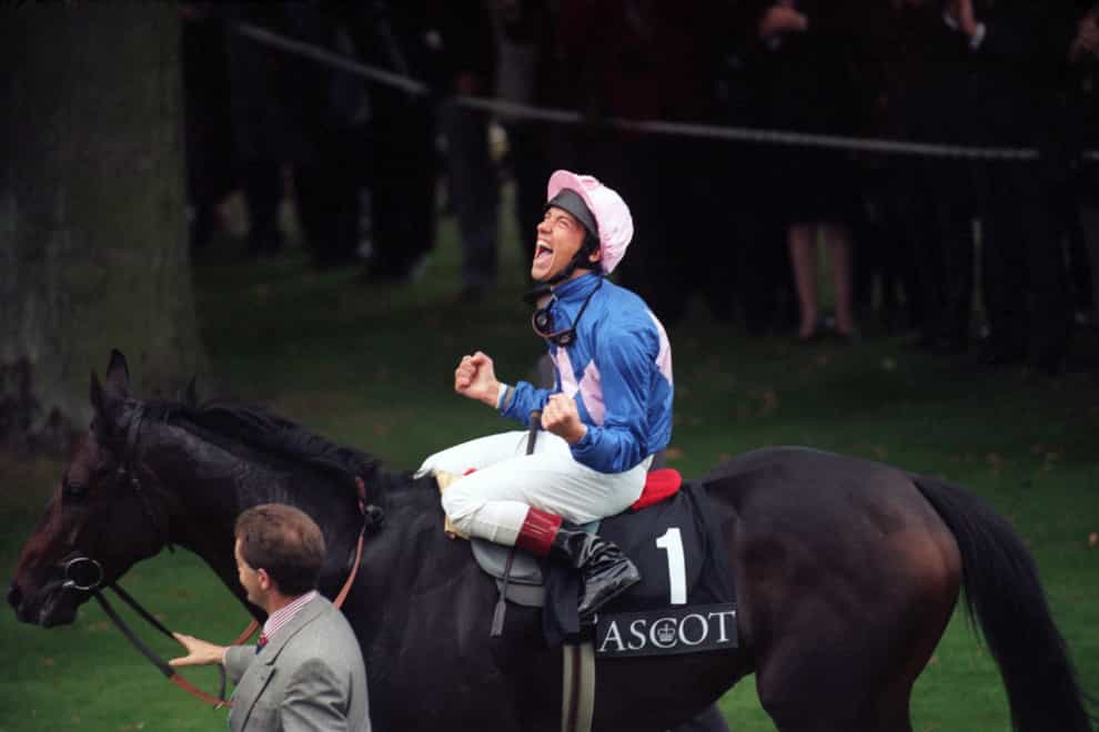 Frankie Dettori celebrates after victory on Fujiyama Crest completed his ‘magnificent seven’ (Adam Butler/PA)