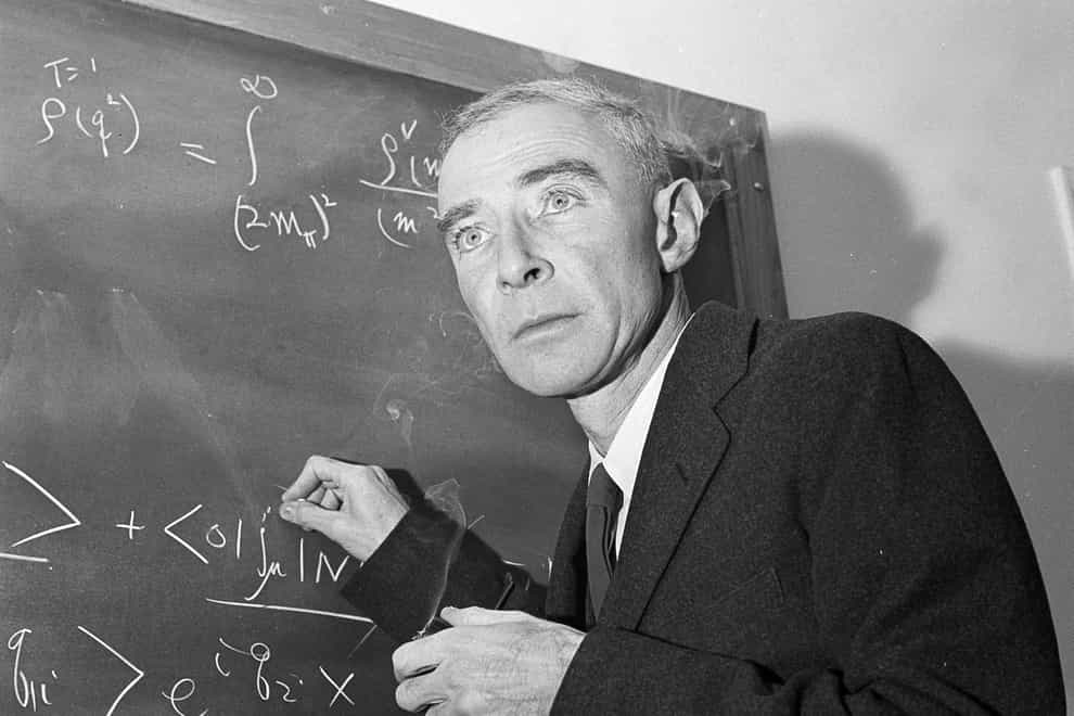 Dr J Robert Oppenheimer, creator of the atom bomb, in his study in Princeton University’s Institute for Advanced Study, Princeton, New Jersey, in 1957 (John Rooney/AP)