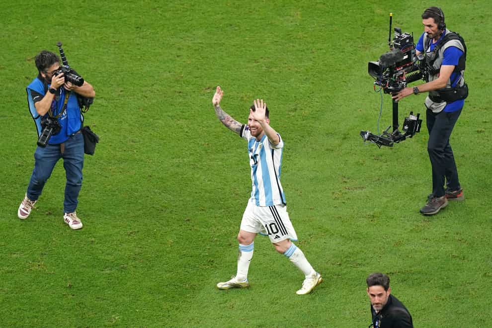 Lionel Messi celebrates after Argentina win the World Cup final (Adam Davy/PA)