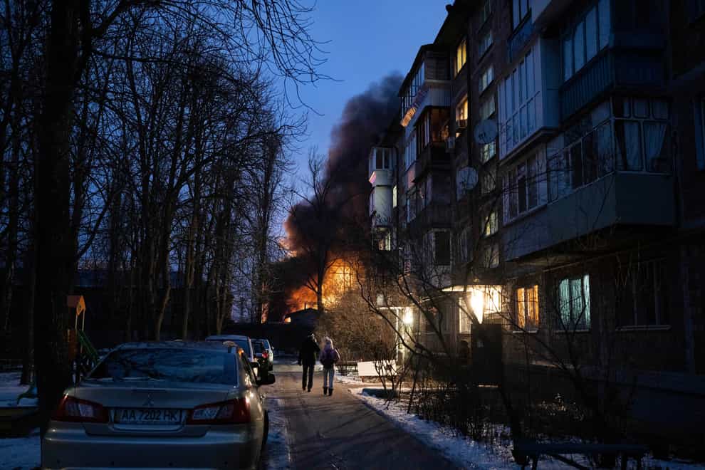 Damage in Kyiv after a drone strike (AP Photo/Efrem Lukatsky)