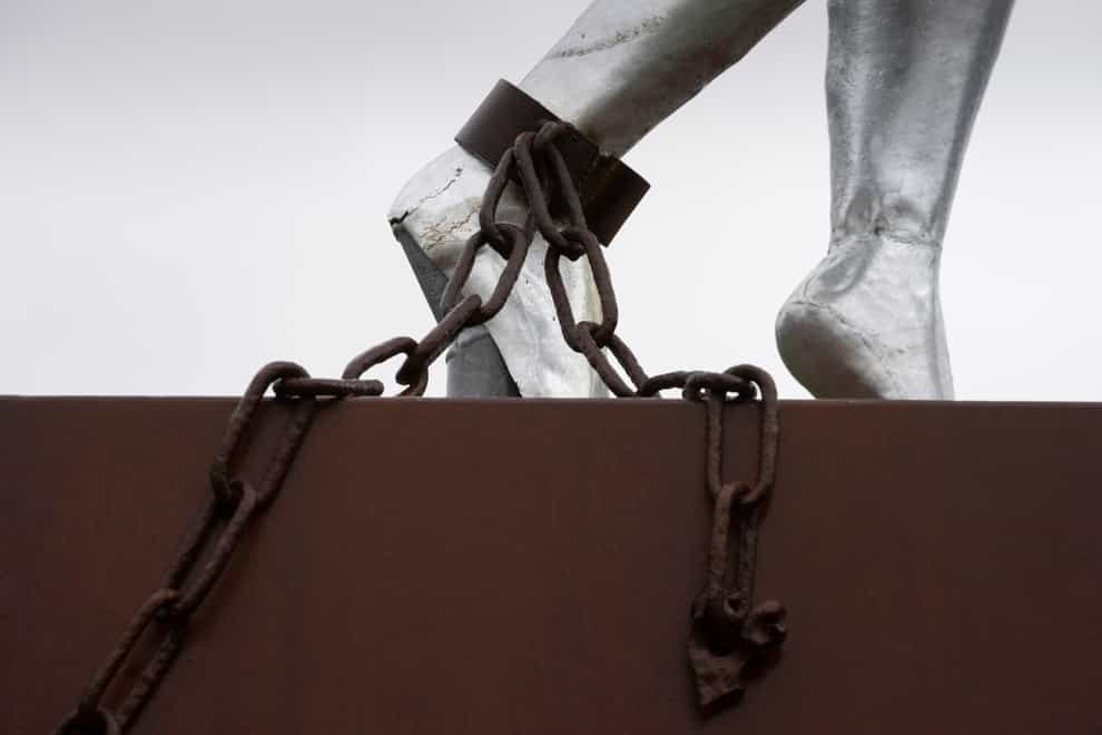 Clave, Monument for Slavery, by Alex da Silva, is seen in Rotterdam (AP)