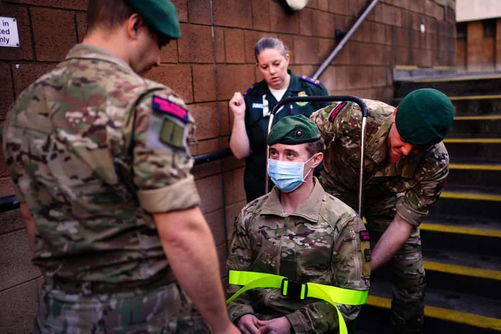 Soldiers training to cover for striking ambulance staff (Victoria Jones/PA)