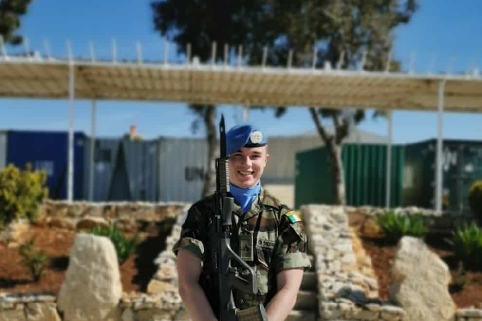 Irish Trooper Shane Kearney who was injured when his convoy came under attack in Lebanon, killing Private Sean Rooney, 23, from Newtowncunningham, Co Donegal (Defence Forces/PA)