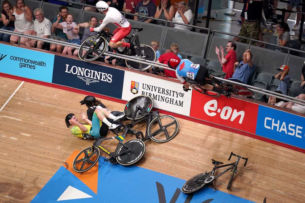 Matt Walls ended up in the crowd in a terrifying crash at the Commonwealth Games (John Walton/PA)